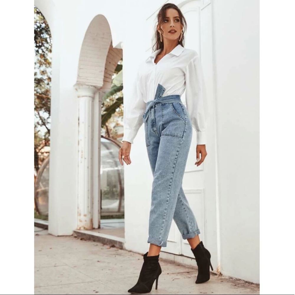 High Waist Tie Mom Jeans 💗